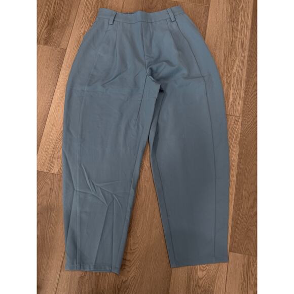 Halara Mid Rise Pocket Barrel Leg Work Pants Casual Pleated Pull On Light Blue S - Picture 4 of 7